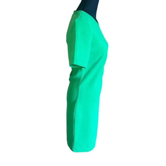 H&M Brat Green Sheath Mini Dress small ribbed textured short sleeve Kelly green - Picture 4 of 7